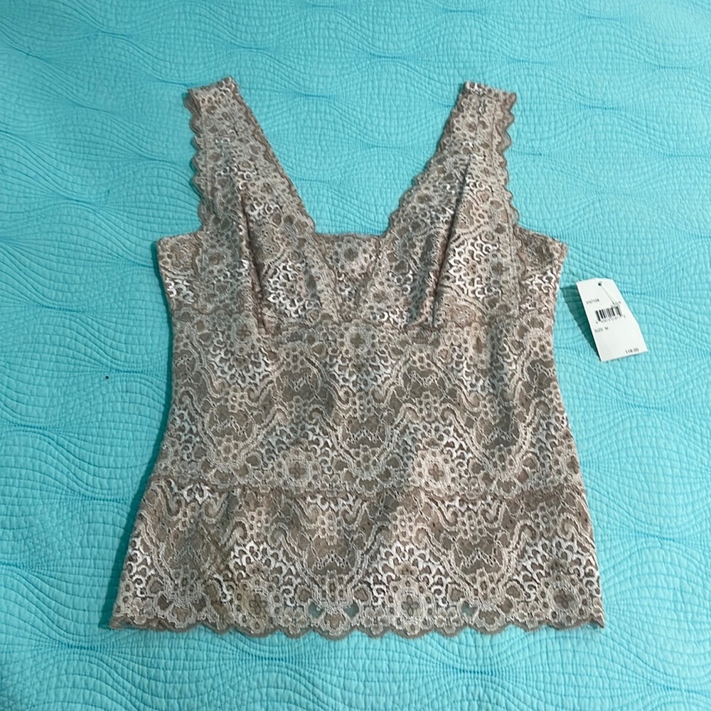 Kay Celine lace top taupe top